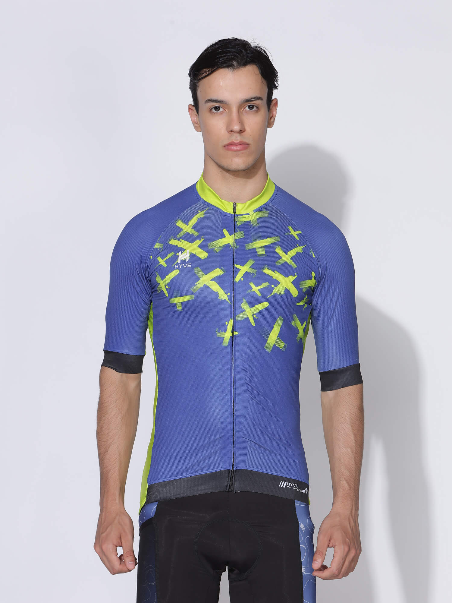 Hyve Stroke Neon Lit Custom Race Fit Short Sleeve Cycling Jersey for Men