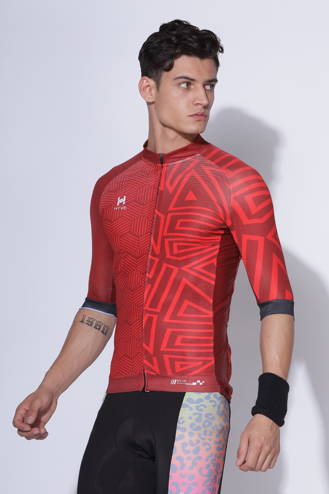 Hyve Bandidas Red Custom Racefit Cycling Jersey for Men