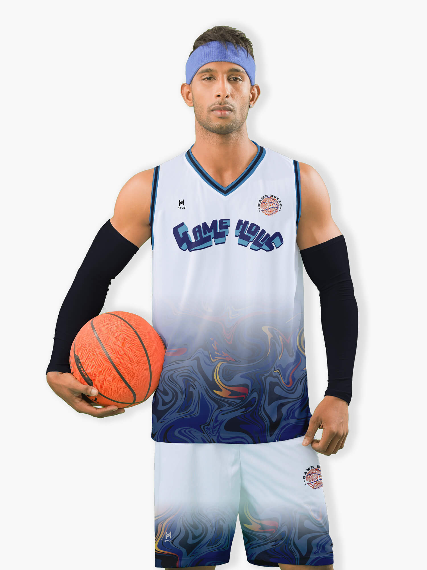 Hyve Blue Swish Custom Sleeveless Basketball Jersey For Men